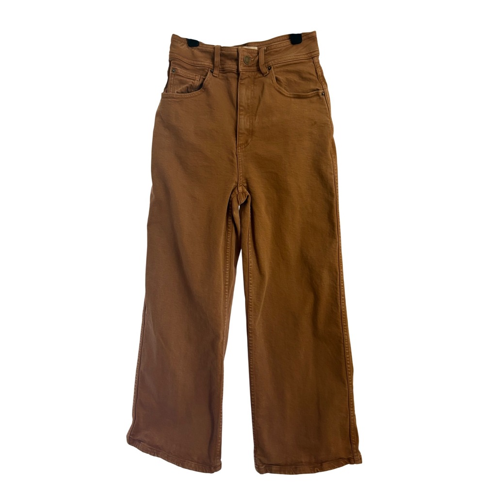 Sezane Le Crop High-Rise Wide Leg Women's Jeans in Brown Size 36 US 4